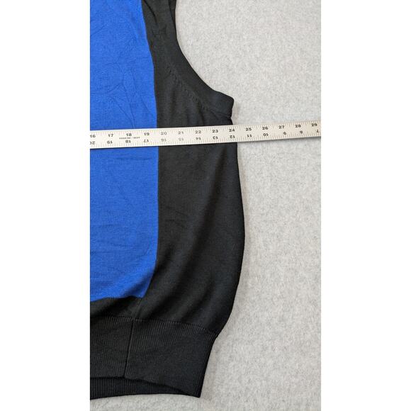 Greg Norman Mens Button Down Vest LG Blue Black Pima Cotton Modal Golf Grandpa - Picture 6 of 13